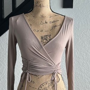 NWT- Blush long sleeve crop top with drawstrings -Small